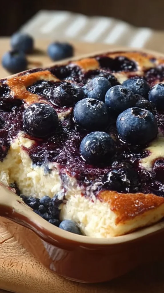 Delicious Blueberry Cottage Cheese Breakfast Bake served in a dish