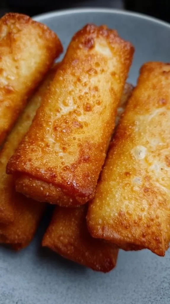 Crispy air fryer egg rolls served on a plate with dipping sauce