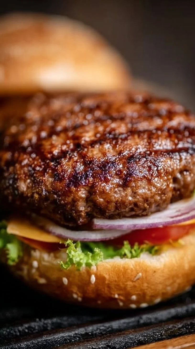 Juicy air fryer burgers cooked to perfection in an air fryer.