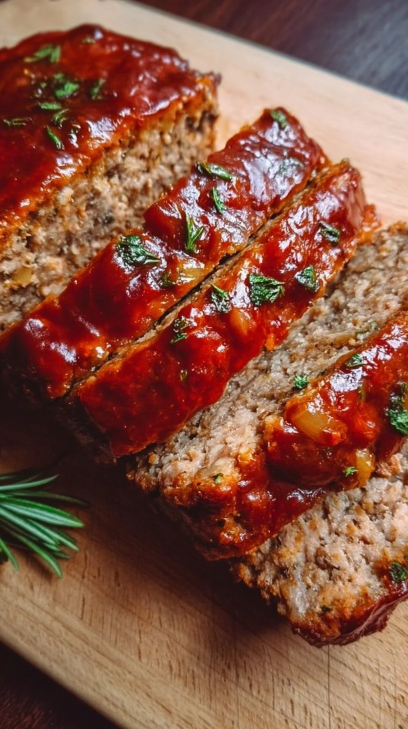 Easiest turkey meatloaf recipe served on a plate with vegetables