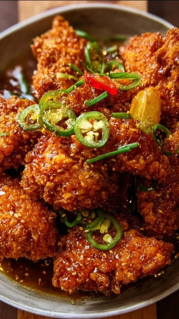 Delicious hot honey chicken served with sides on a plate