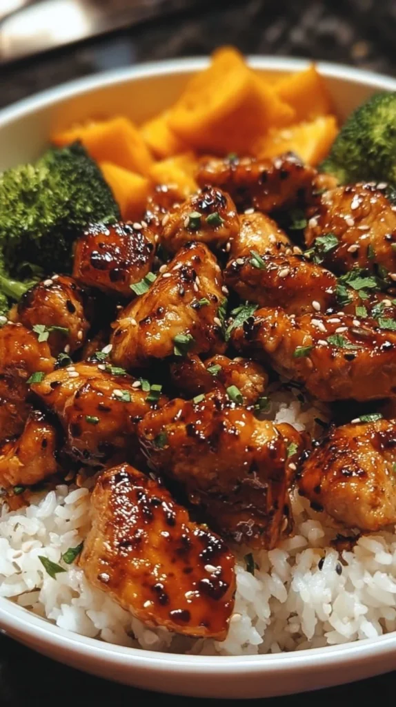 Delicious hot honey chicken bowls with flavorful toppings