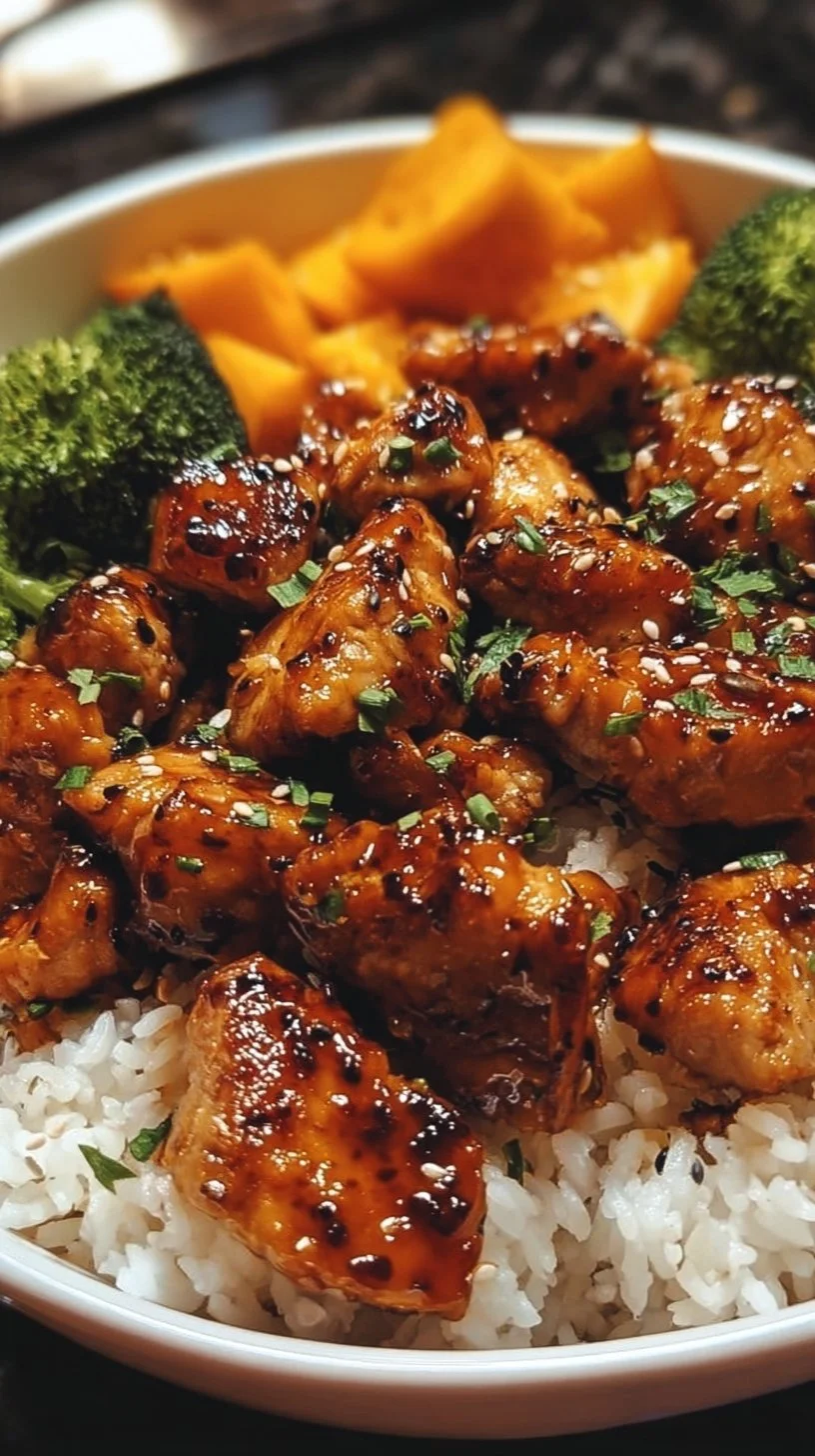 Delicious hot honey chicken bowls with flavorful toppings