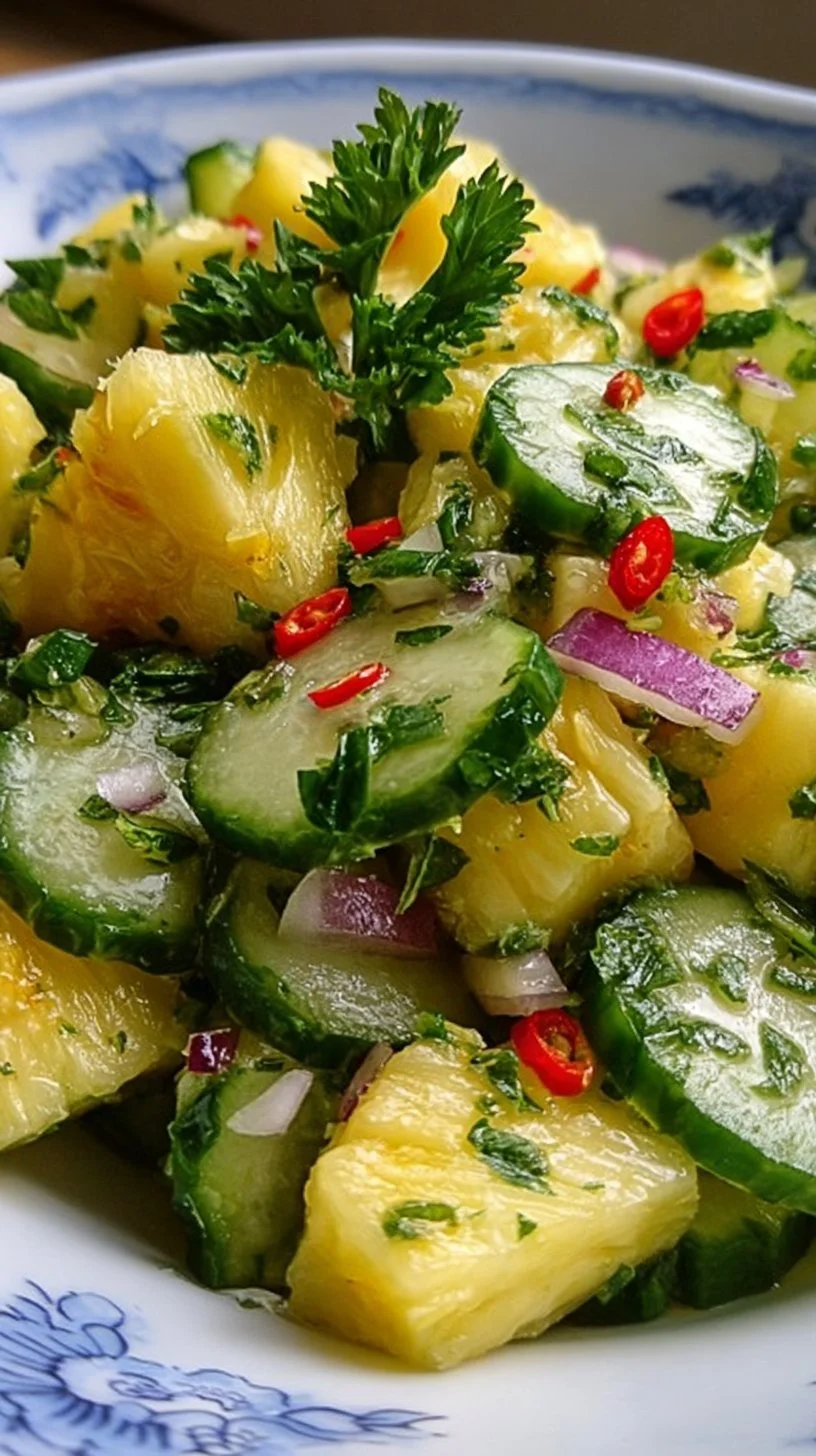 Fresh Pineapple Cucumber Salad with vibrant colors and healthy ingredients