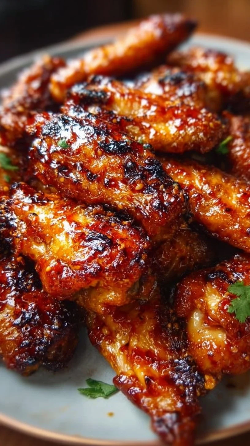 Oven-baked honey BBQ chicken wings crispy and tangy served on a plate