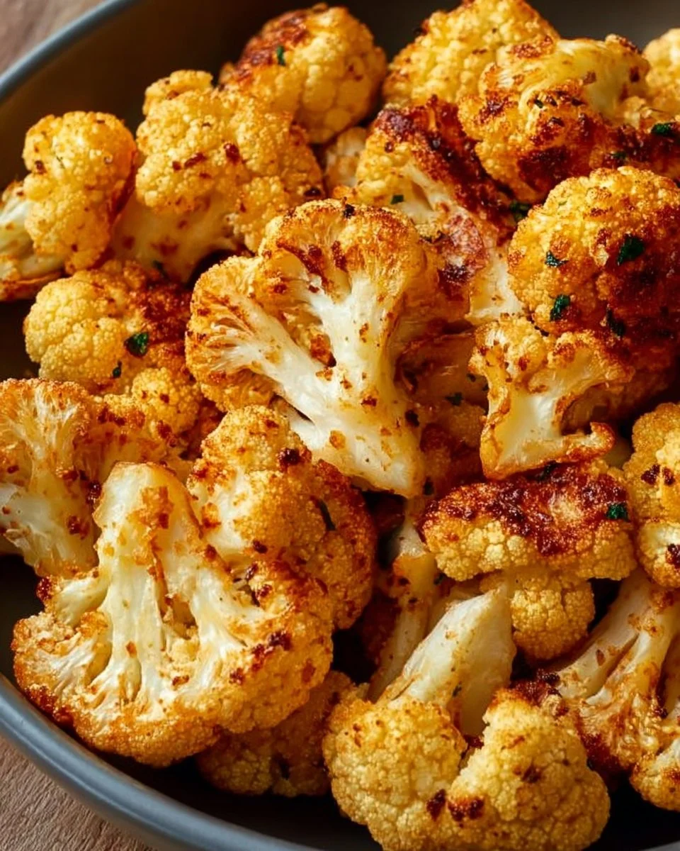 Crispy air fryer cauliflower served with dipping sauce
