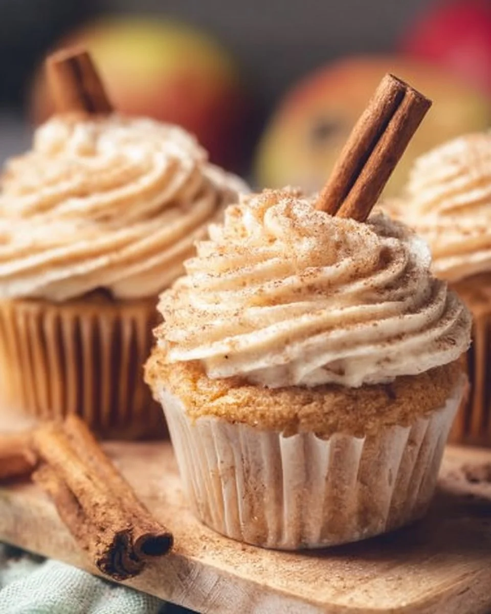 Deliciously spiced apple cider cupcakes with frosting