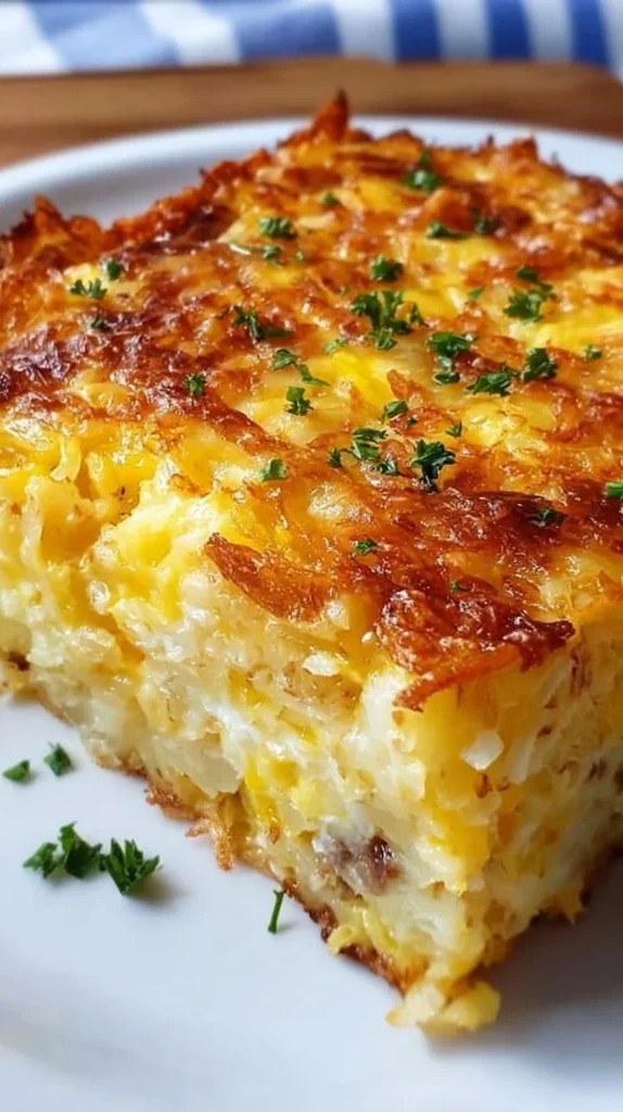 Best breakfast casserole with hash browns and eggs baked to perfection