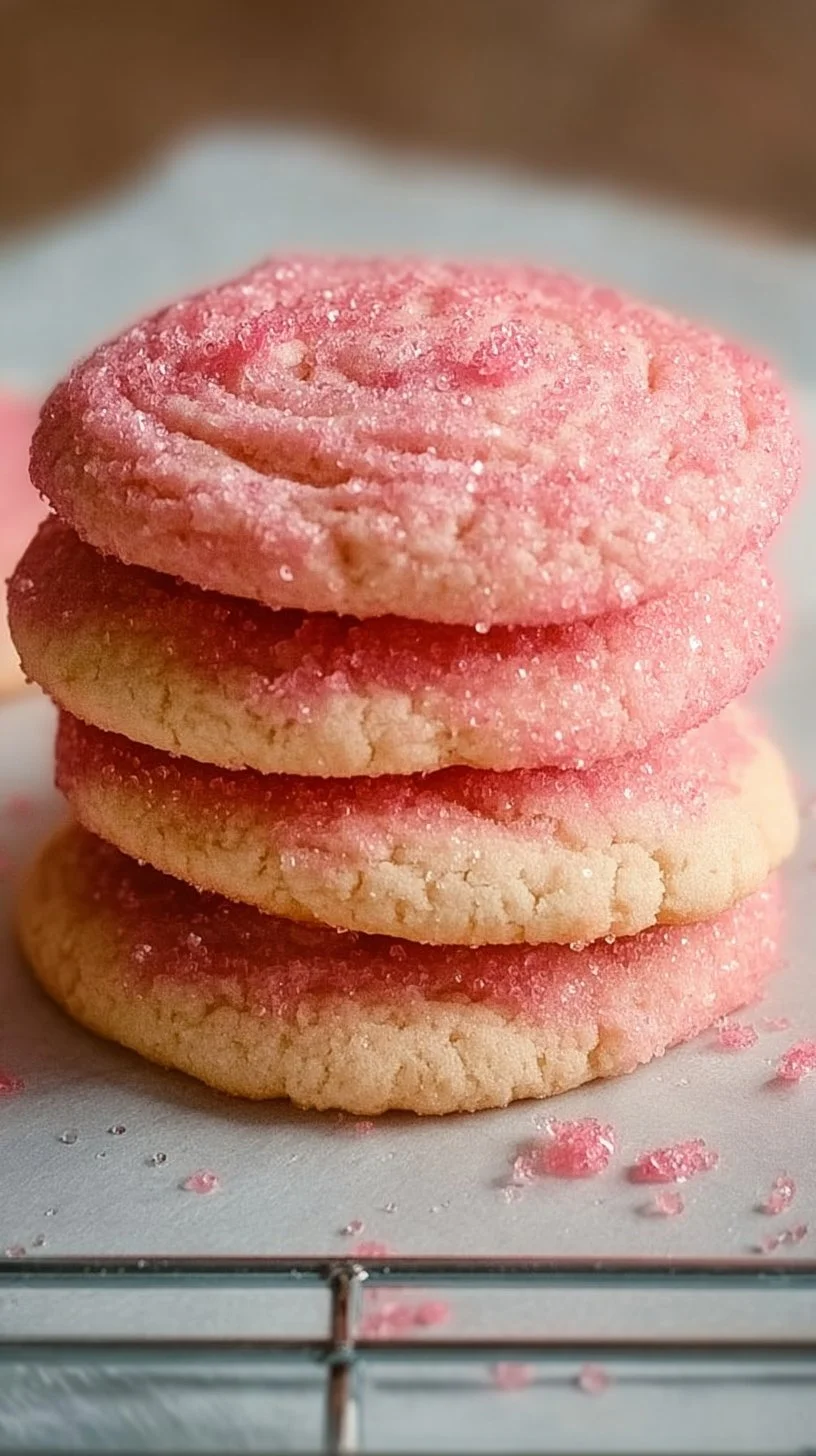 Delicious Crumbl pink sugar cookies with a soft, vibrant pink frosting
