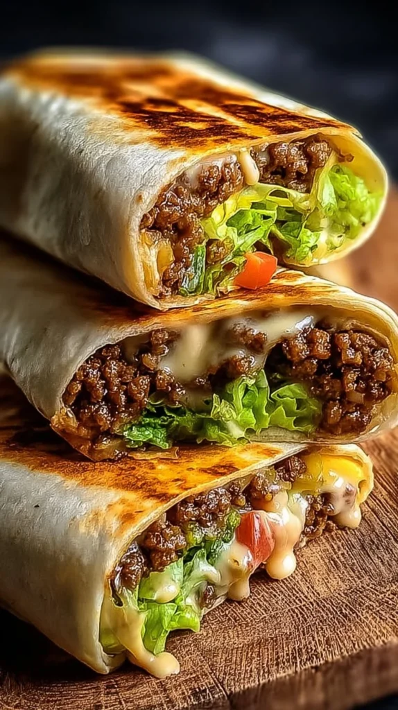 Delicious Big Mac Wraps drizzled with Special Sauce, served for a tasty meal.