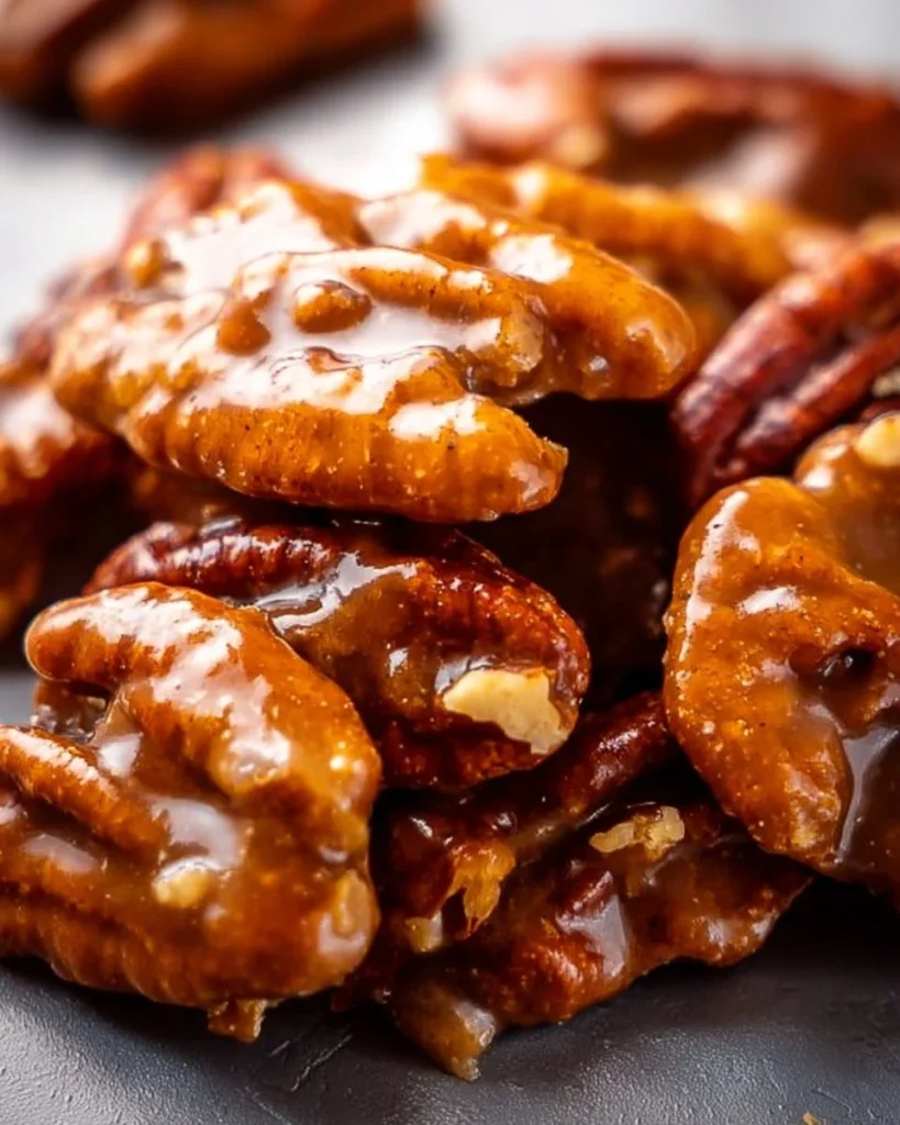 Bowl of delicious candied pecans garnished with spices