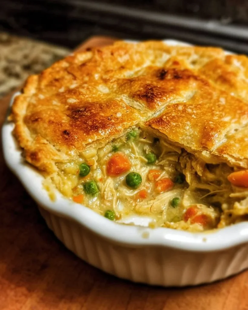 Homemade Chicken Pot Pie with flaky crust and creamy chicken filling