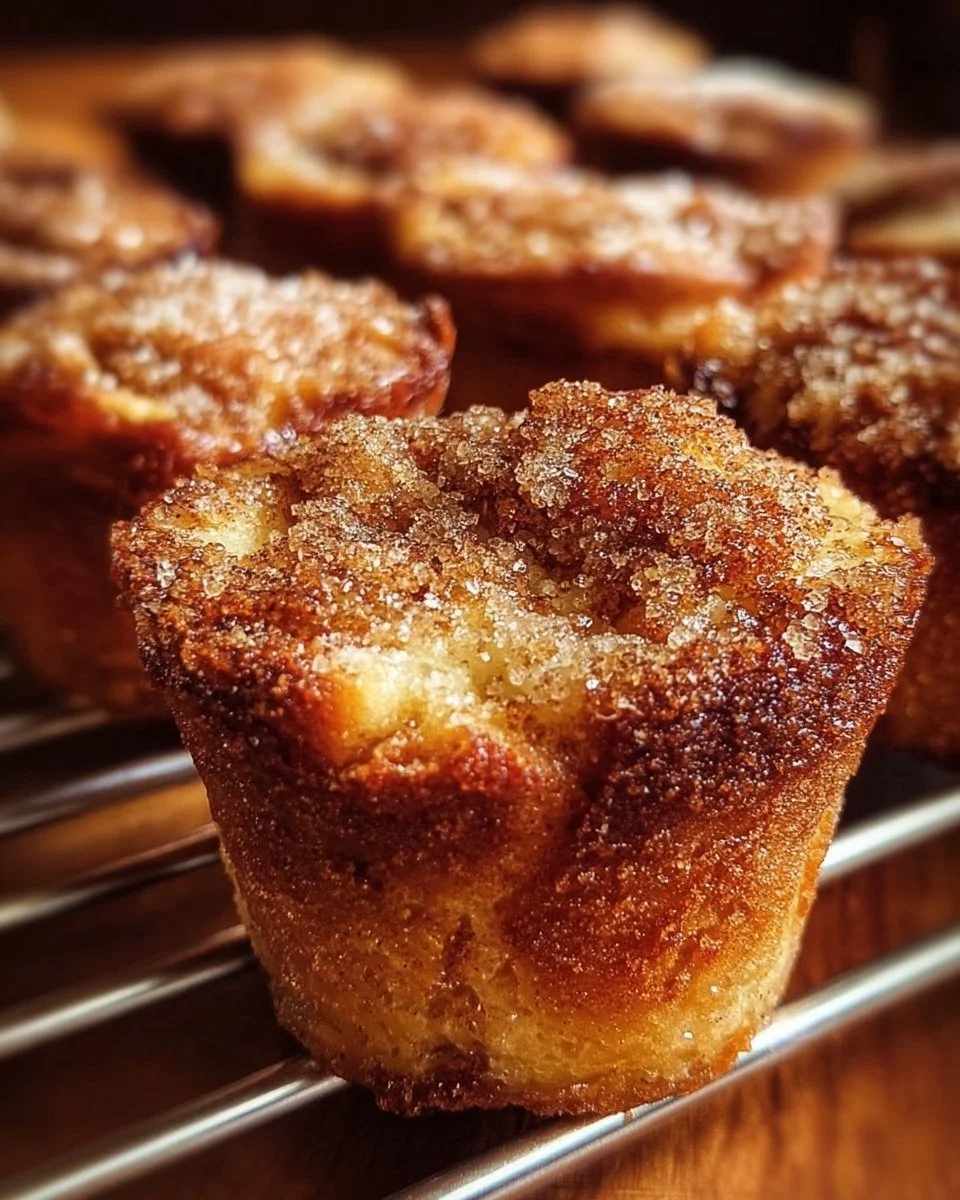 Cinnamon Sugar French Toast Muffins fresh out of the oven, golden and delicious.