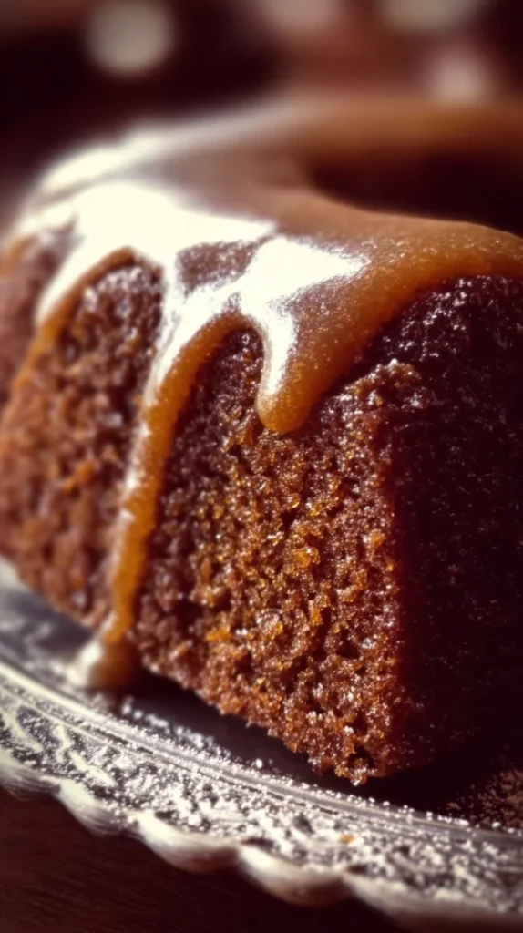 Delicious slice of Classic Applesauce Cake topped with cinnamon and nuts