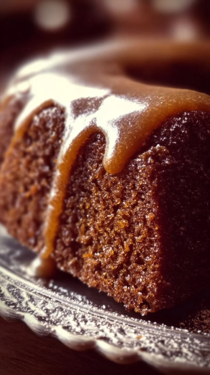 Delicious slice of Classic Applesauce Cake topped with cinnamon and nuts