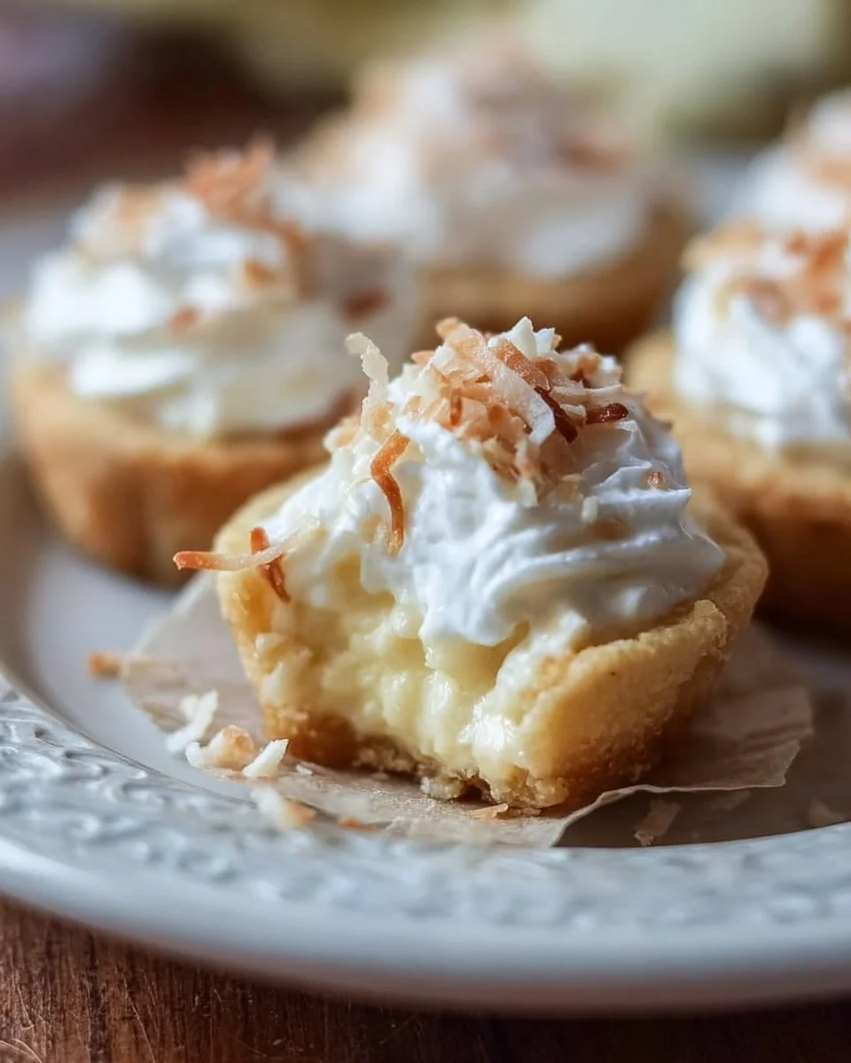 Coconut Cream Pie Cookie Cups with creamy coconut filling and cookie crust.