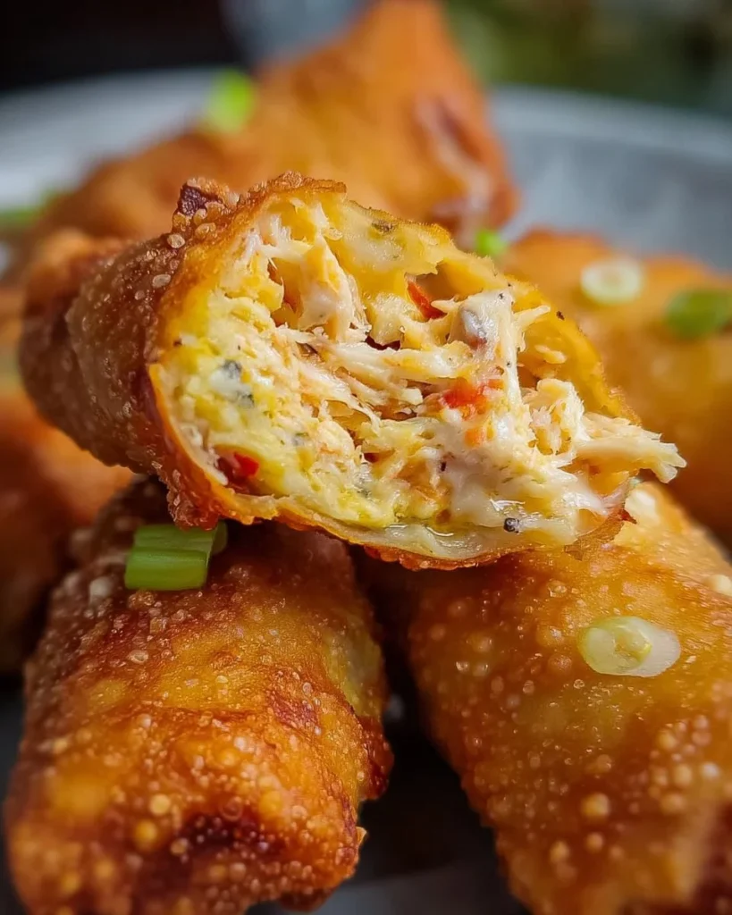 Crispy crab cake egg rolls served with dipping sauce