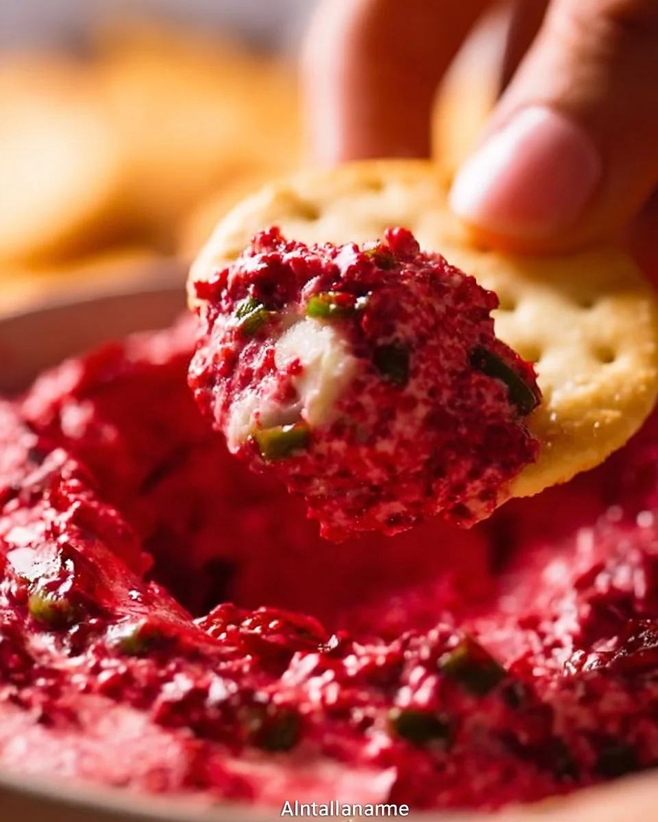 Delicious Cranberry Jalapeño Dip served in a bowl with tortilla chips.
