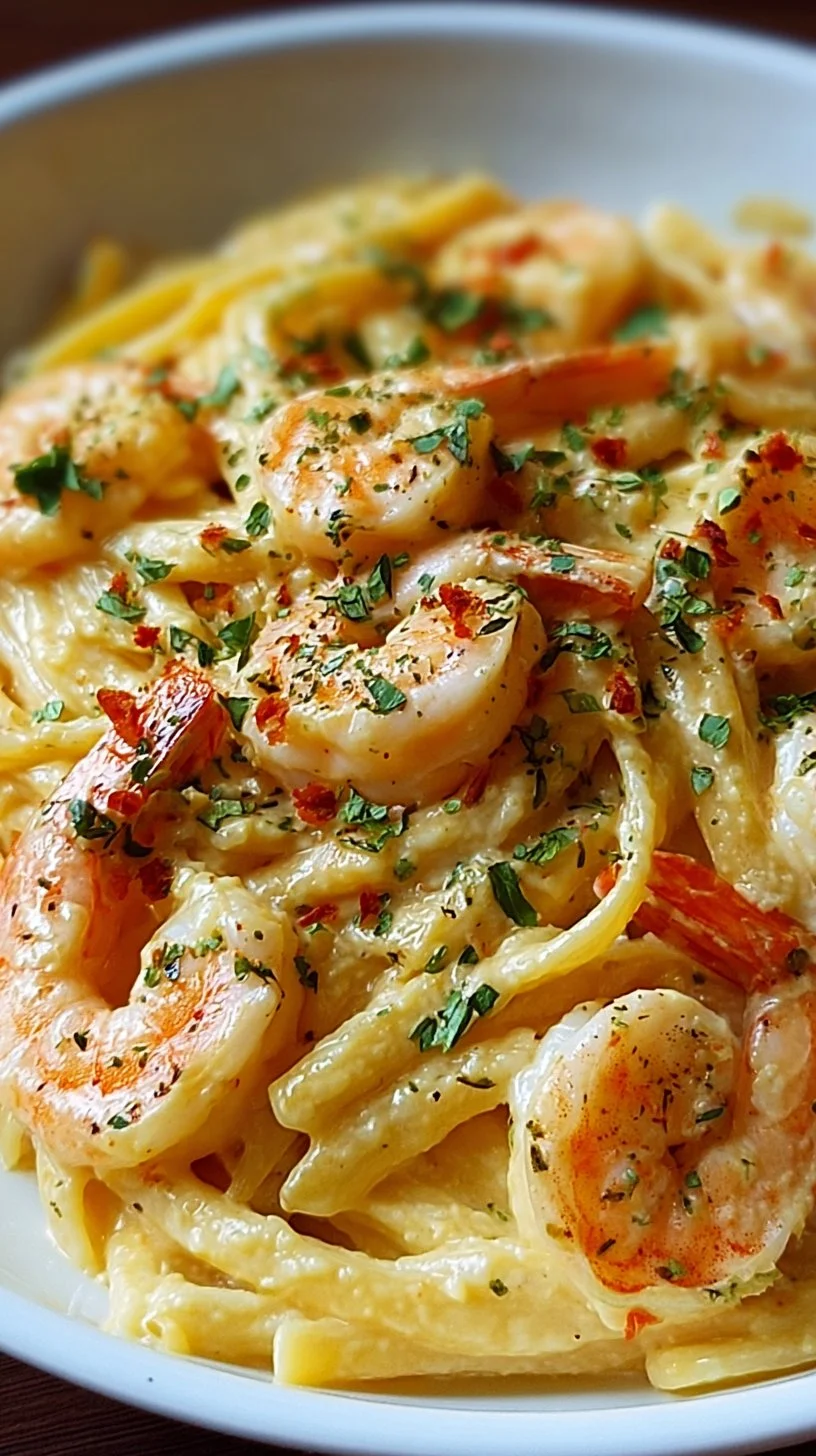 Creamy Marry Me Shrimp Pasta served with herbs and spices
