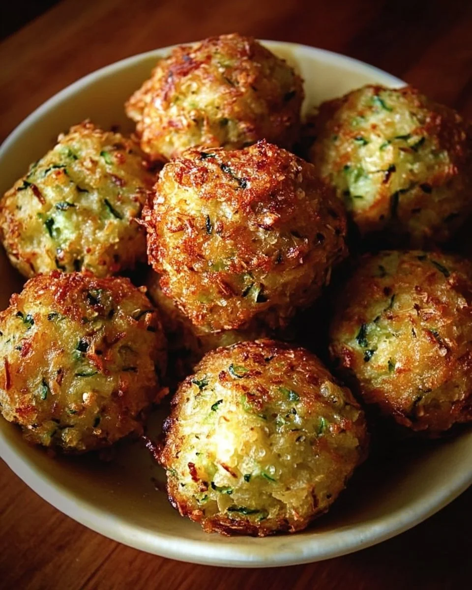 Crispy garlic zucchini balls served on a plate