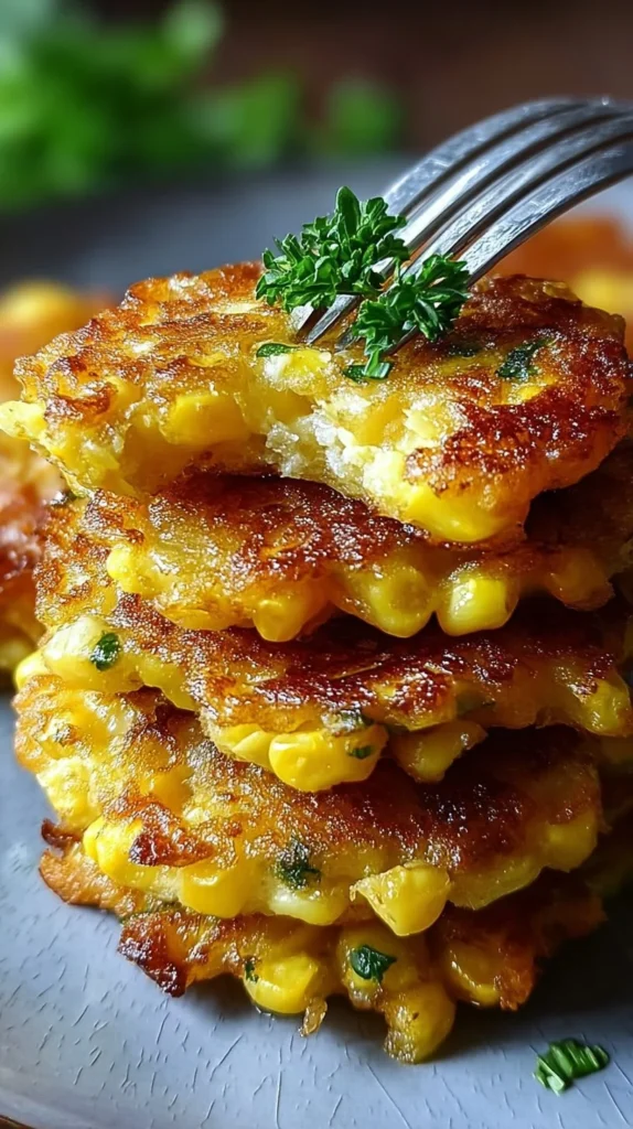 Delicious homemade corn fritters served on a plate
