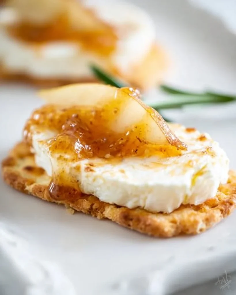 Easy baked goat cheese and honey appetizer served on a wooden board