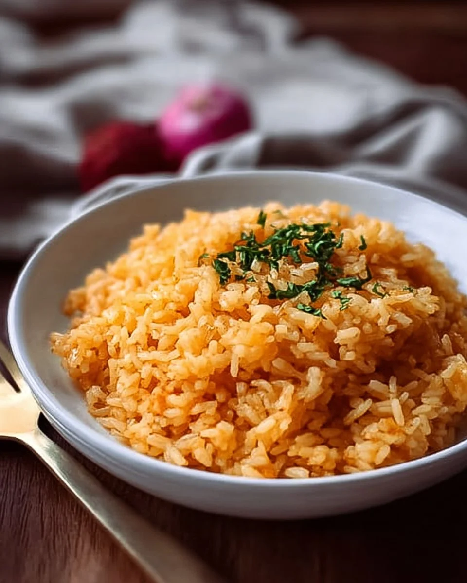 Creamy Easy Cheesy Rice served in a bowl with a sprinkle of herbs