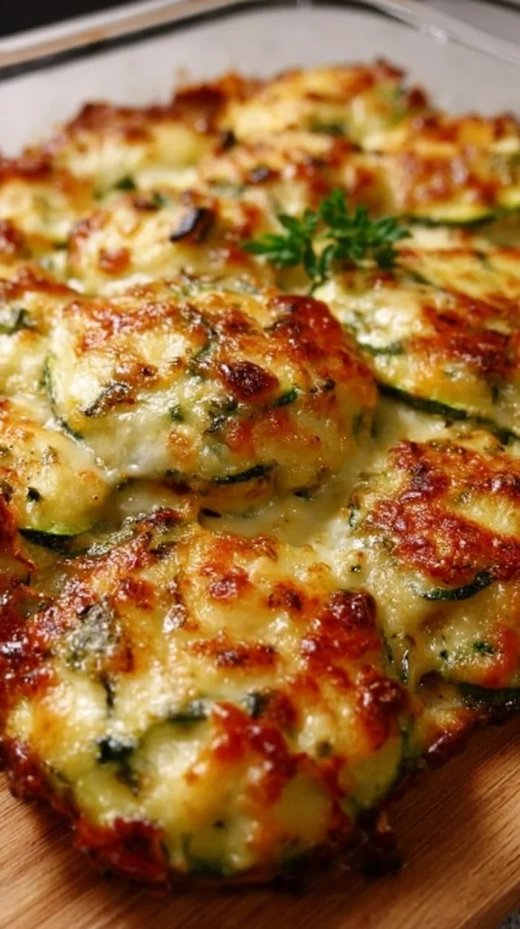 Easy cheesy zucchini bake for a healthy low carb dinner option