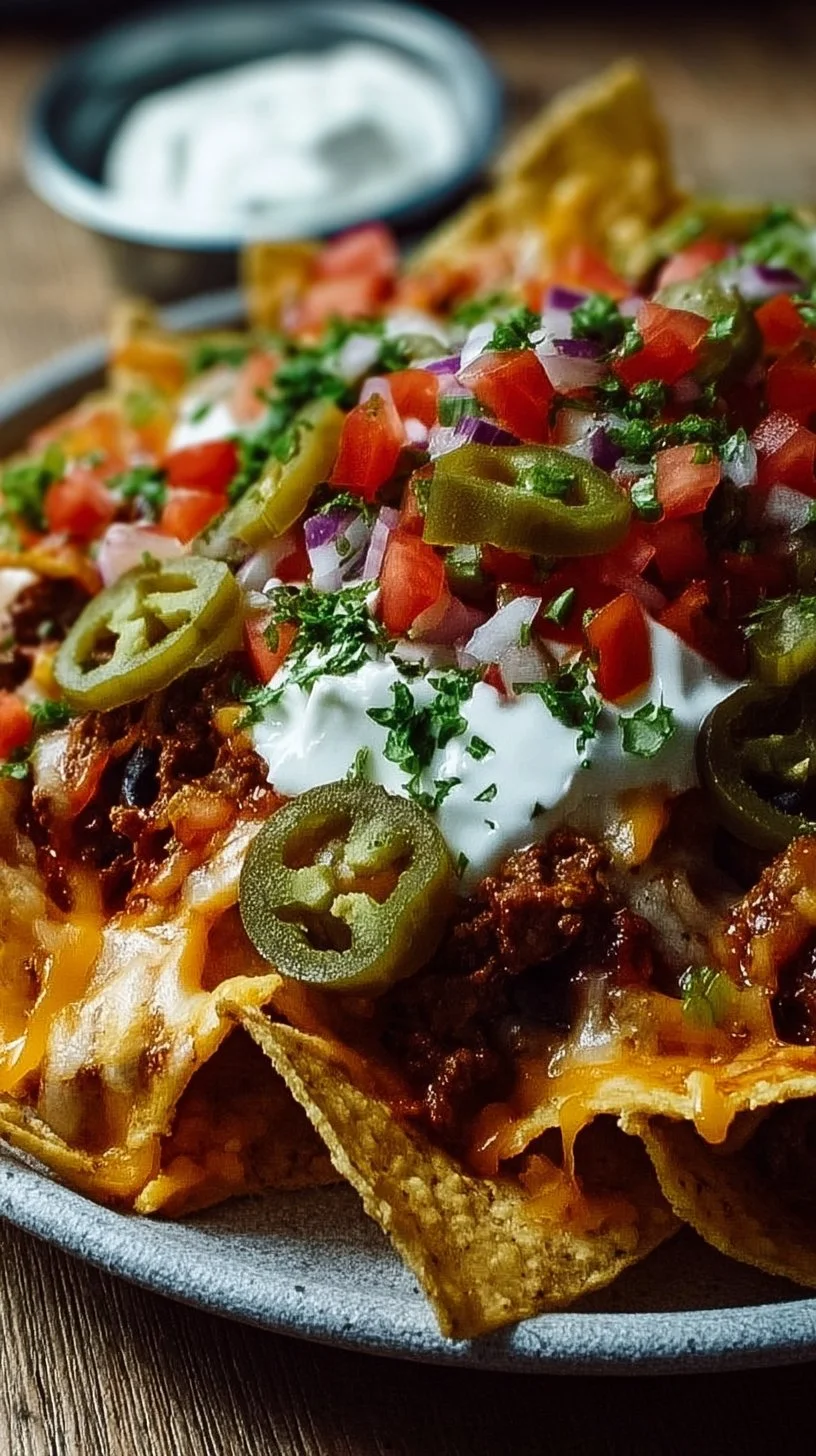 Delicious supreme nachos with all toppings ready to serve.