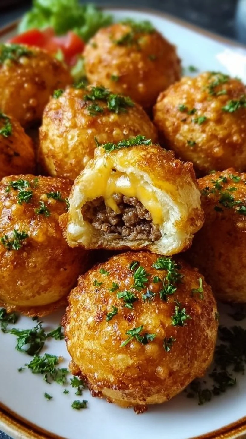 Garlic Parmesan Cheeseburger Bombs on a serving platter