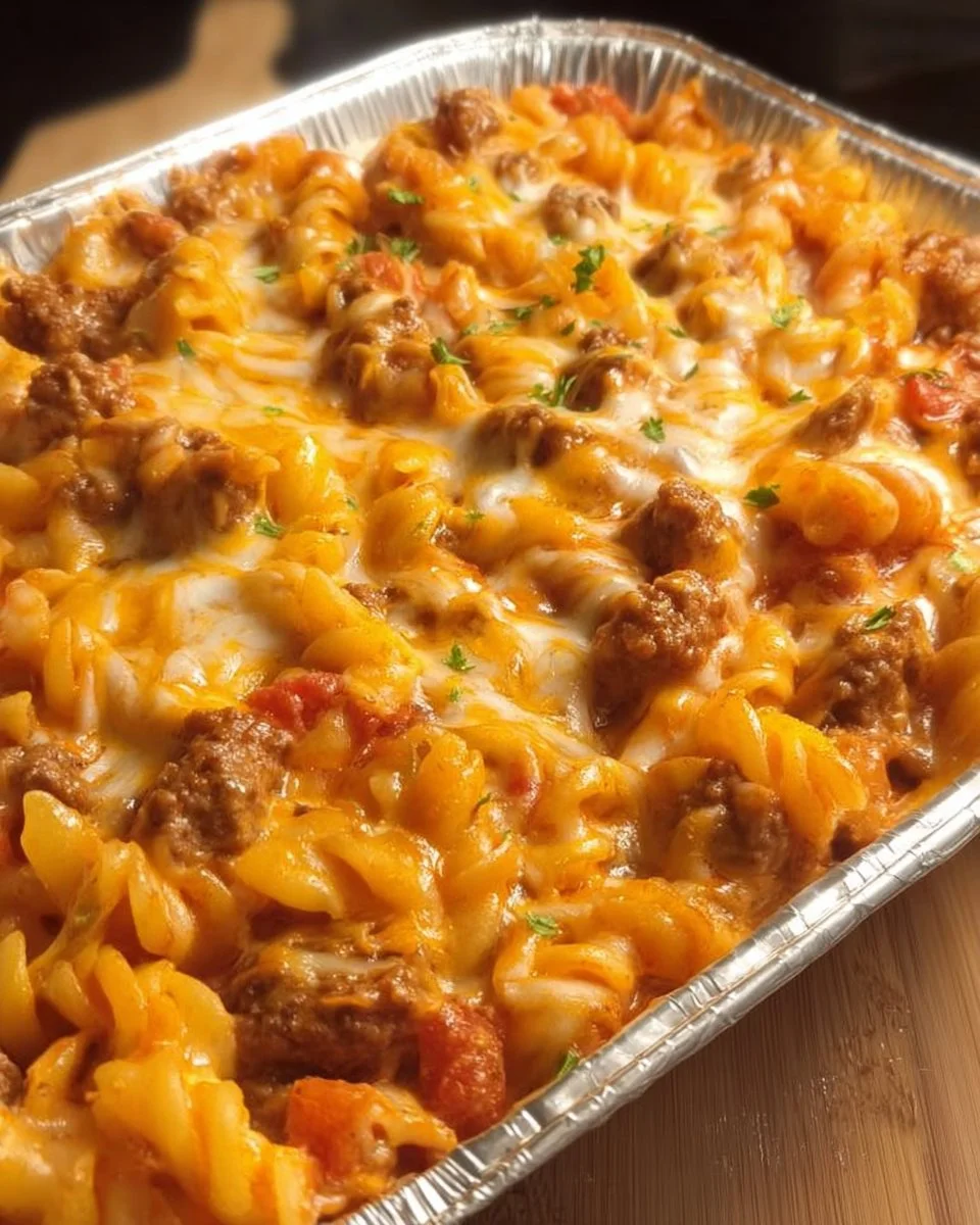 Delicious Hamburger Casserole served in a dish