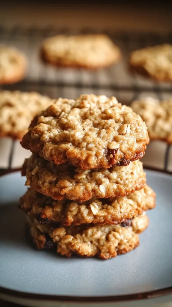 Healthy low sugar applesauce oatmeal cookies on a plate