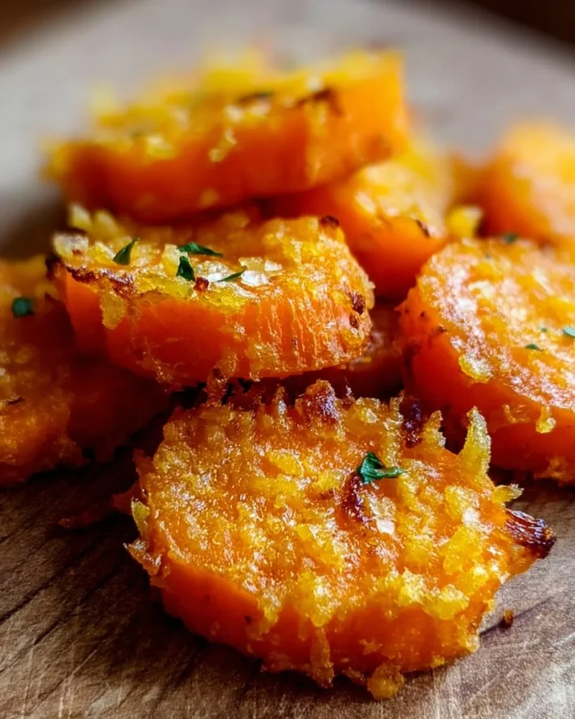 Plate of healthy smashed carrots seasoned with herbs and spices