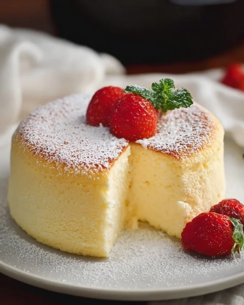 Delicious Japanese Cotton Cheesecake, light and fluffy dessert ready to enjoy