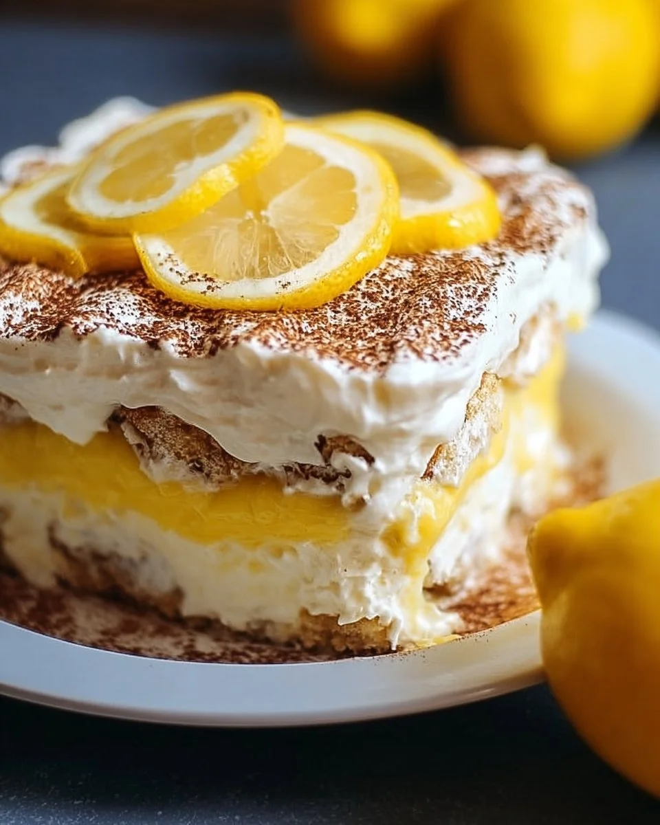 Delicious Lemon Tiramisu dessert with creamy layers and citrus flavor