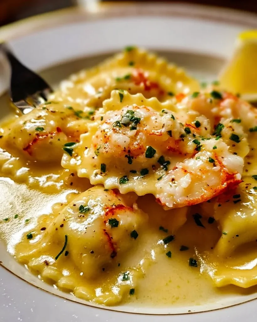 Delicious Lobster Ravioli served with a rich Lemon Butter Sauce