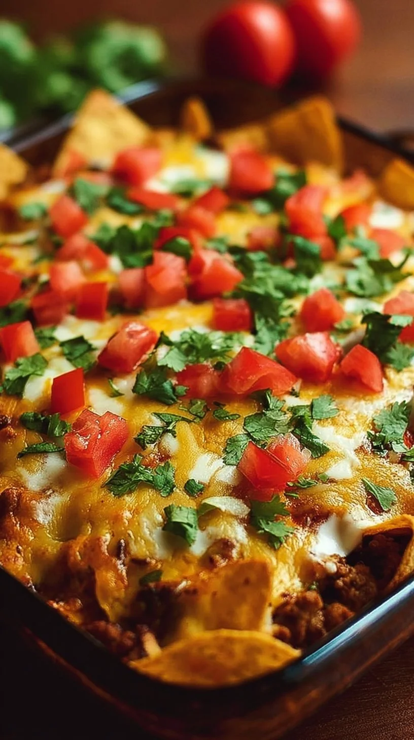 Mexican Tortilla Casserole with layers of tortillas, cheese, and spices