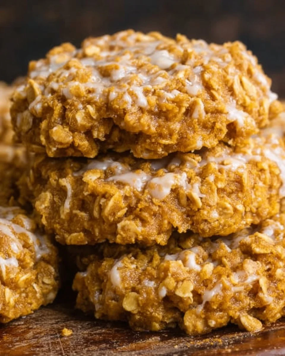 No bake pumpkin cookies on a plate with autumn decorations