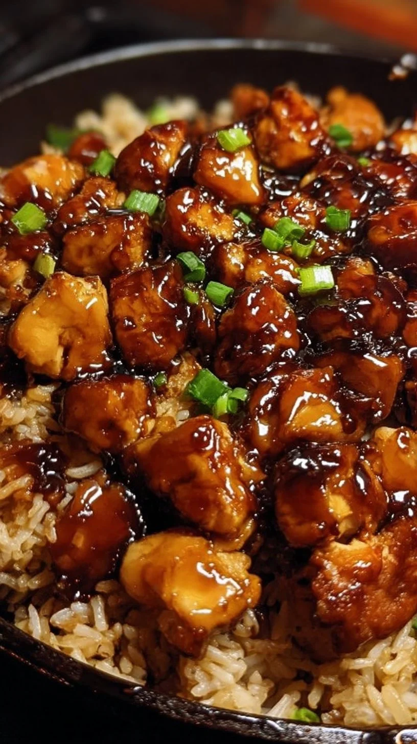 One-Pan Honey BBQ Chicken Rice dish garnished with herbs and served on a plate