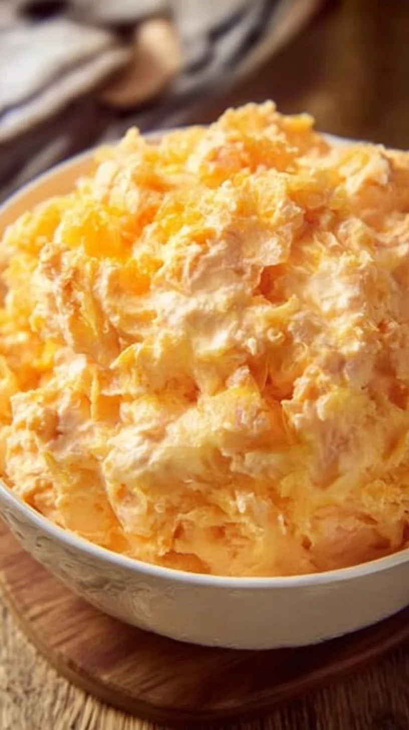 Colorful Orange Dreamsicle Salad with citrus fruits and creamy dressing