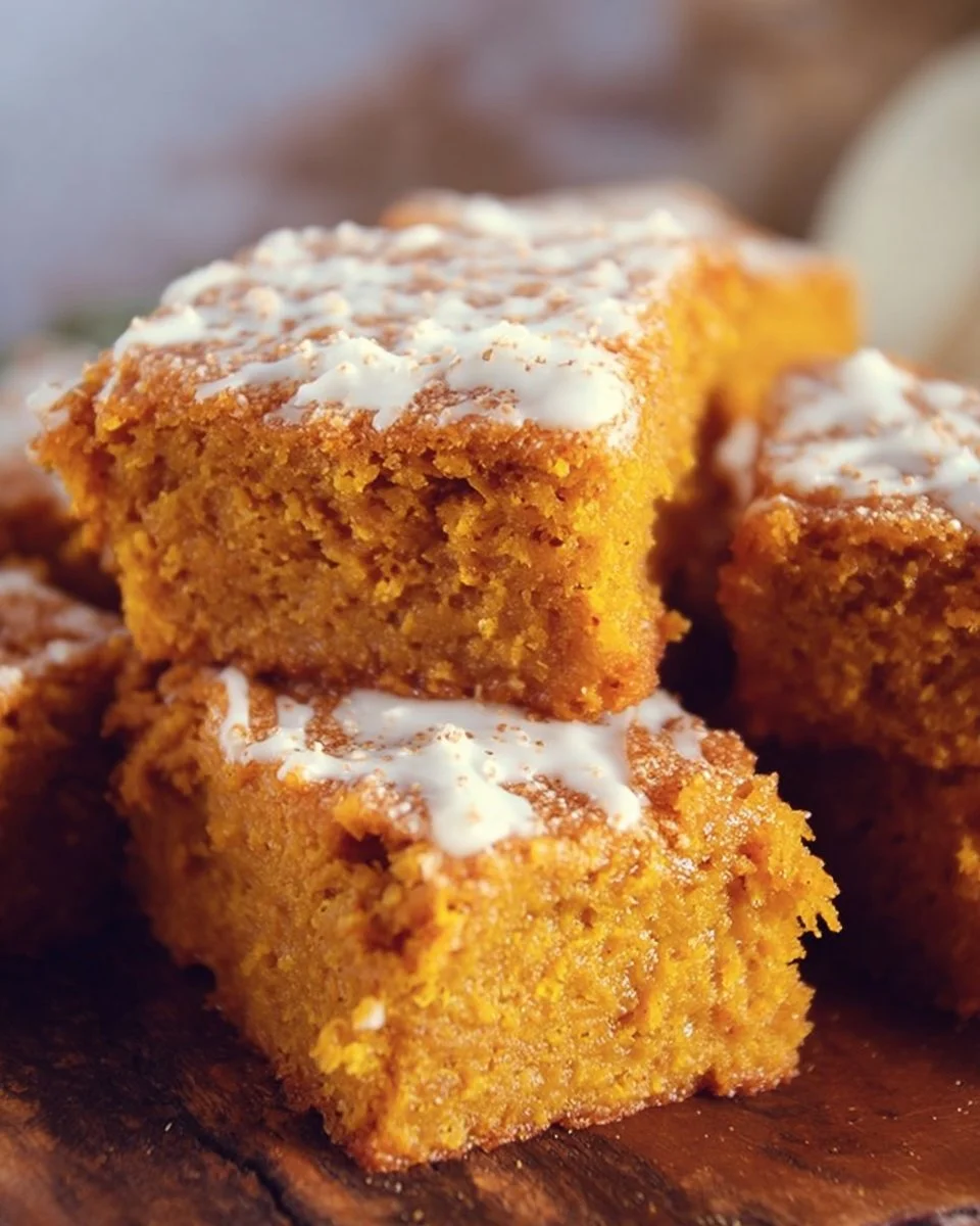 Delicious homemade pumpkin bars inspired by Paula Deen's recipe