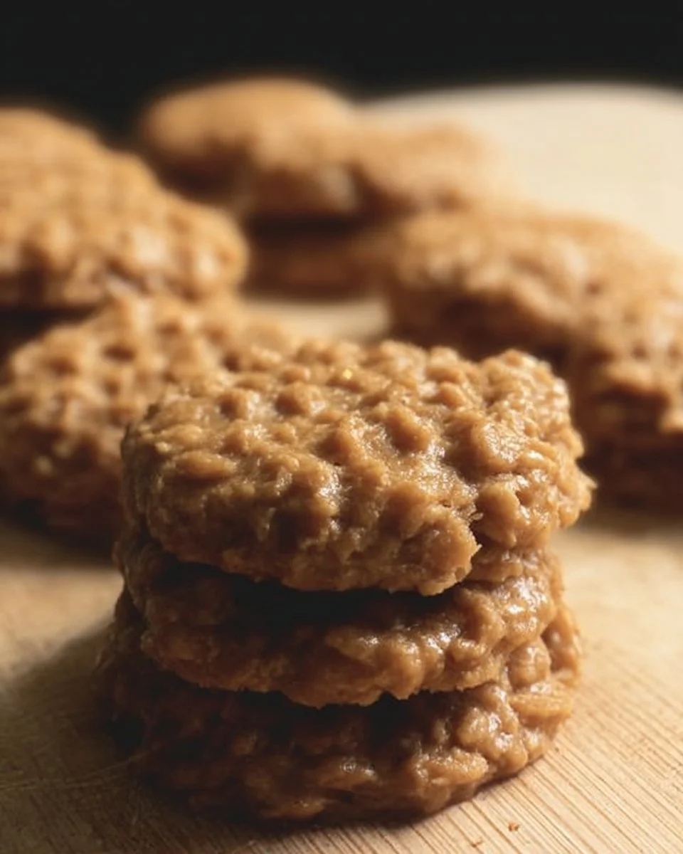 Peanut Butter No Bake Cookies on a plate with a glass of milk