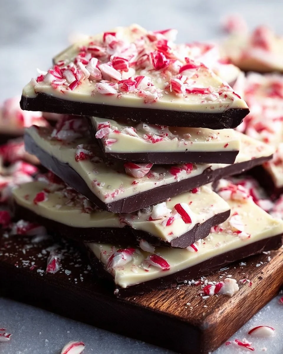 Homemade peppermint bark with chocolate and crushed peppermint candy