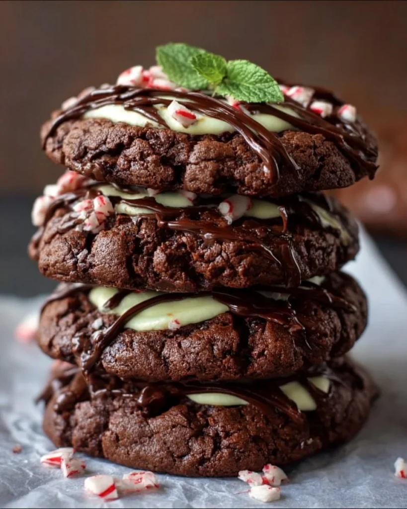 Delicious peppermint brownie cookies with chocolate and mint flavors