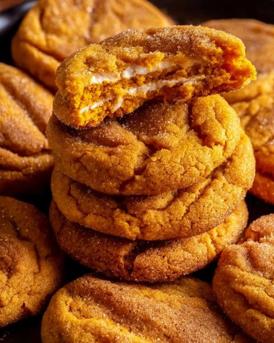 Delicious Pumpkin Cheesecake Cookies topped with a creamy icing
