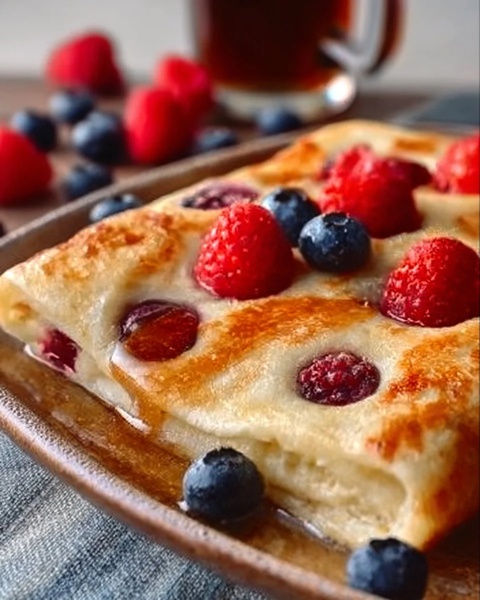 Delicious sheet pan pancakes ready to serve for breakfast
