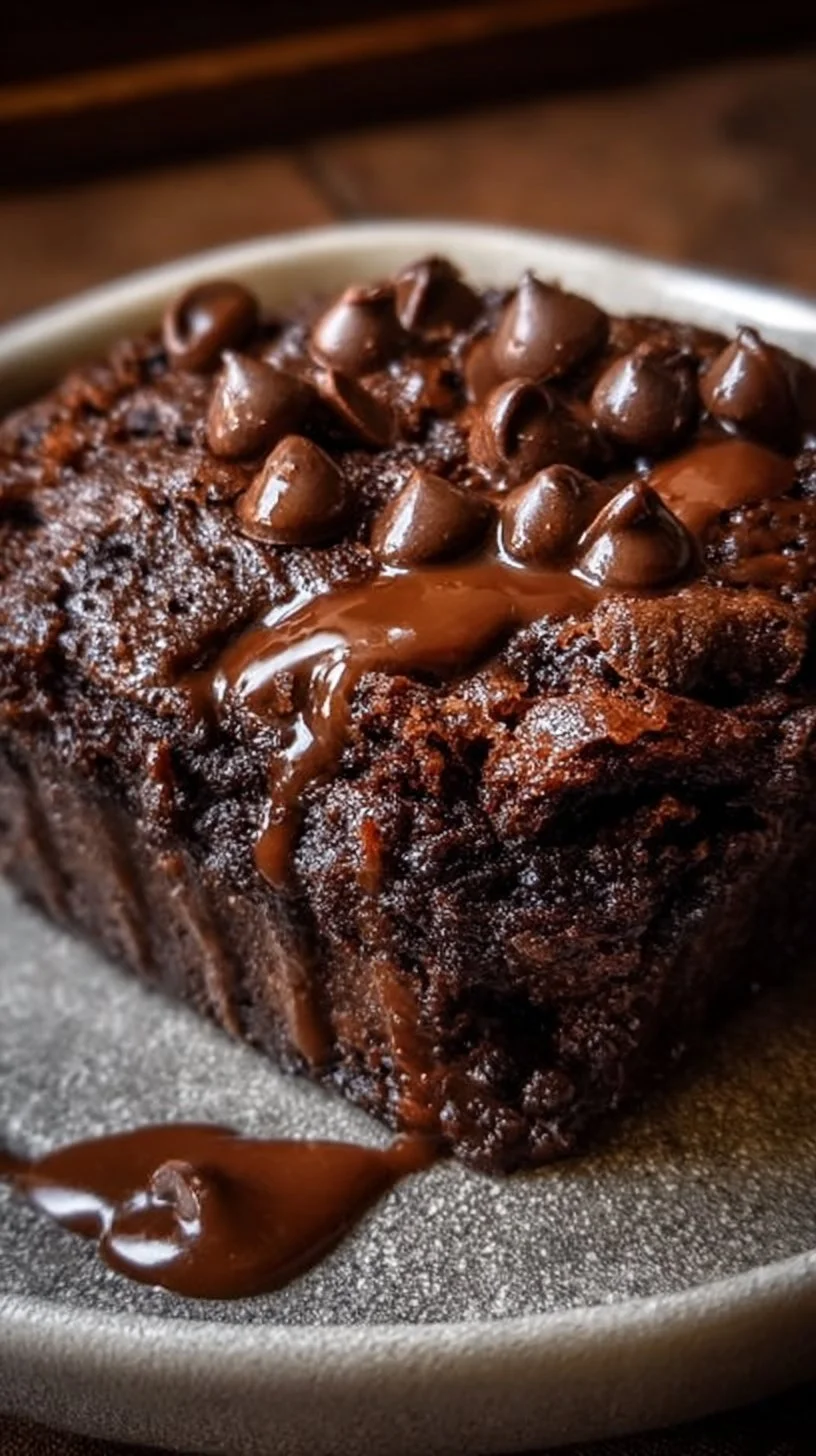 Deliciously rich chocolate dump cake served in a rustic dish