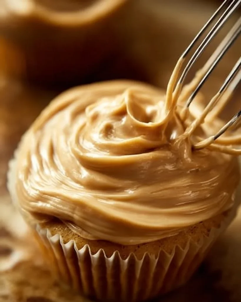 Delicious salted caramel frosting on a chocolate cake.