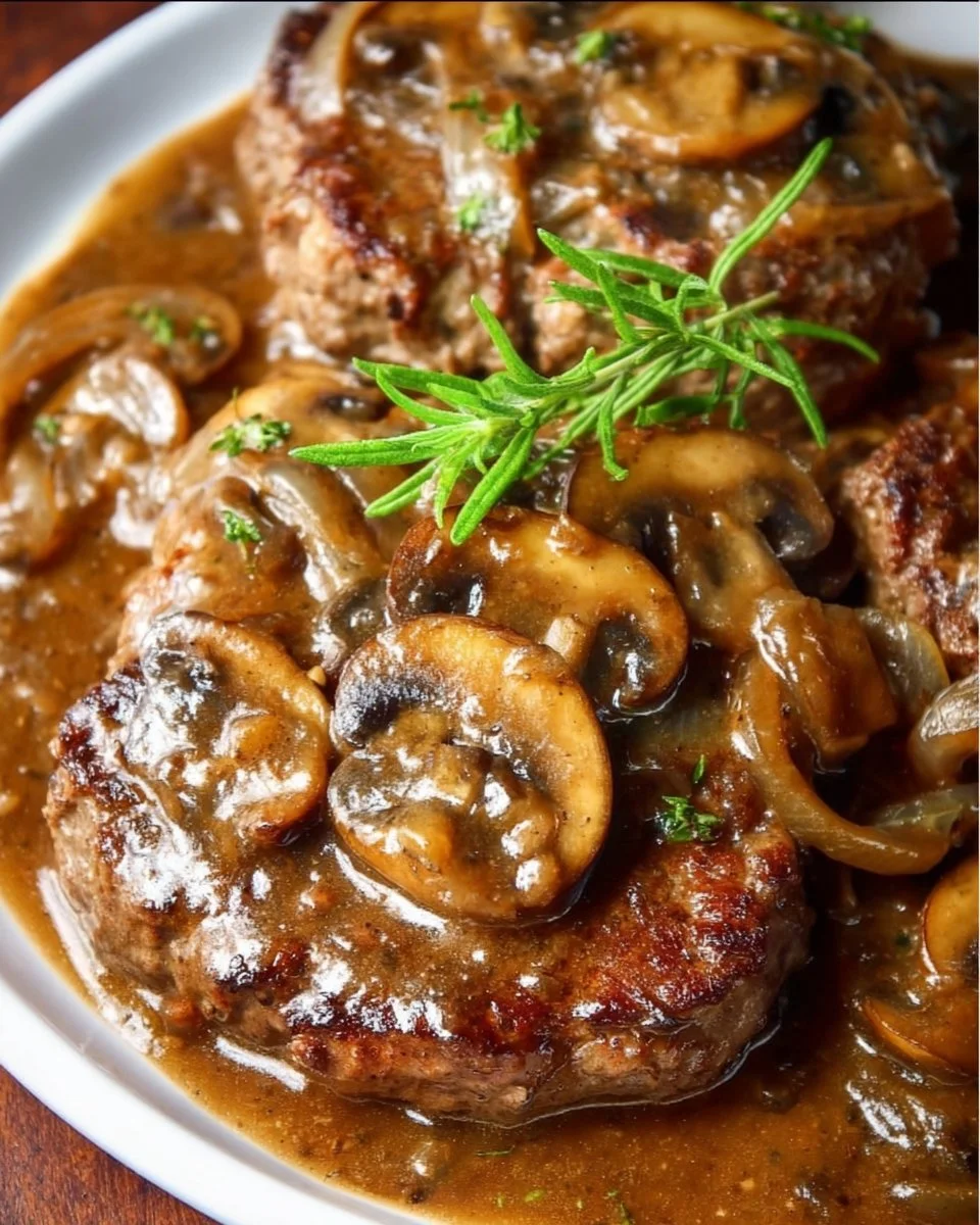 Savory smothered cube steak served with creamy gravy and vegetables