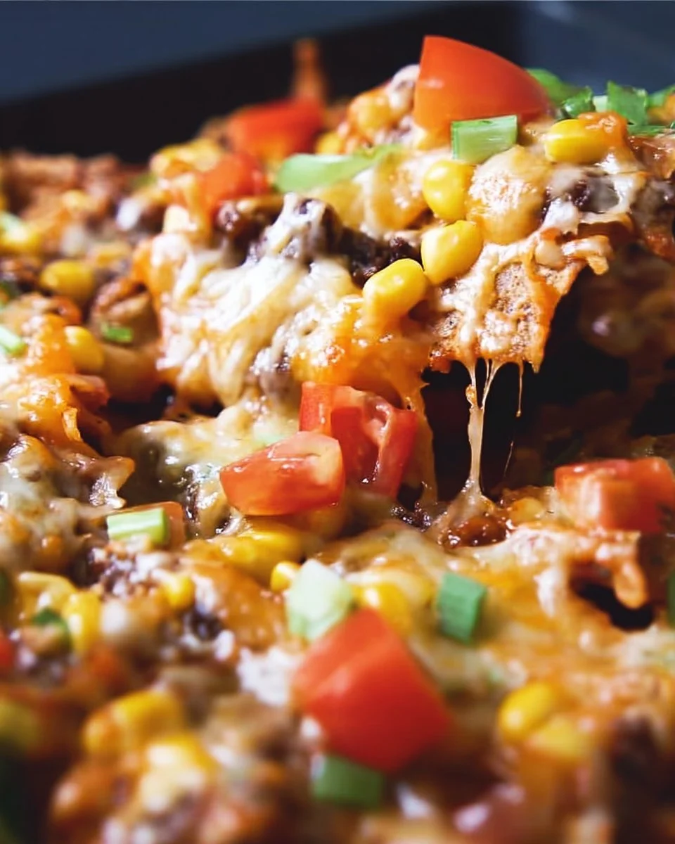 Delicious sheet pan nachos loaded with toppings like cheese, jalapeños, and guacamole.